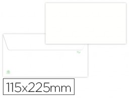 500 sobres Liderpapel 115x225mm.reciclado blanco 90g/m²